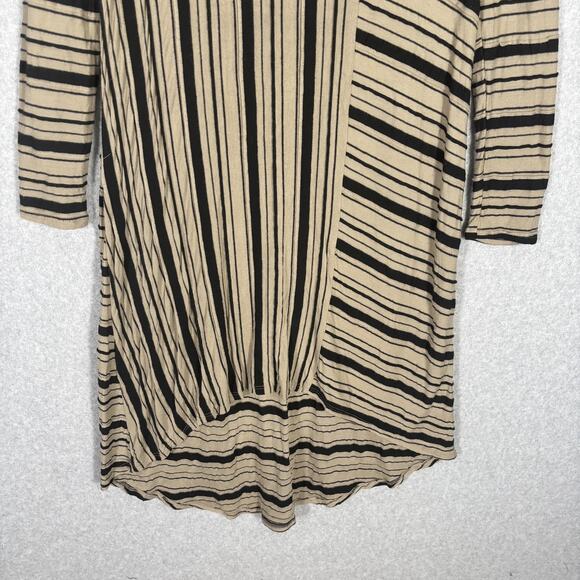 Chalet Dress XS Tan Asymmetric Flowy Layered Textured Artsy Lagenlook Modest USA - Picture 3 of 10